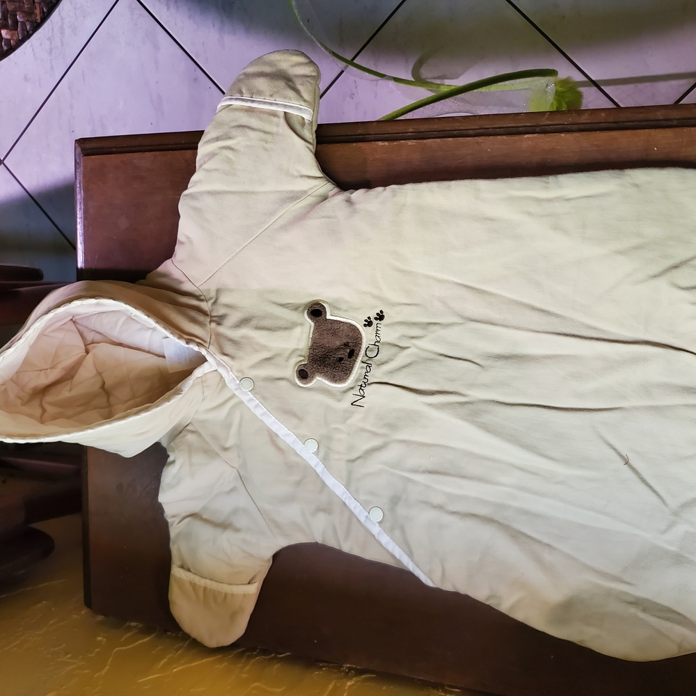 Cozy Cream Baby Sleeping Bag with Bear Design